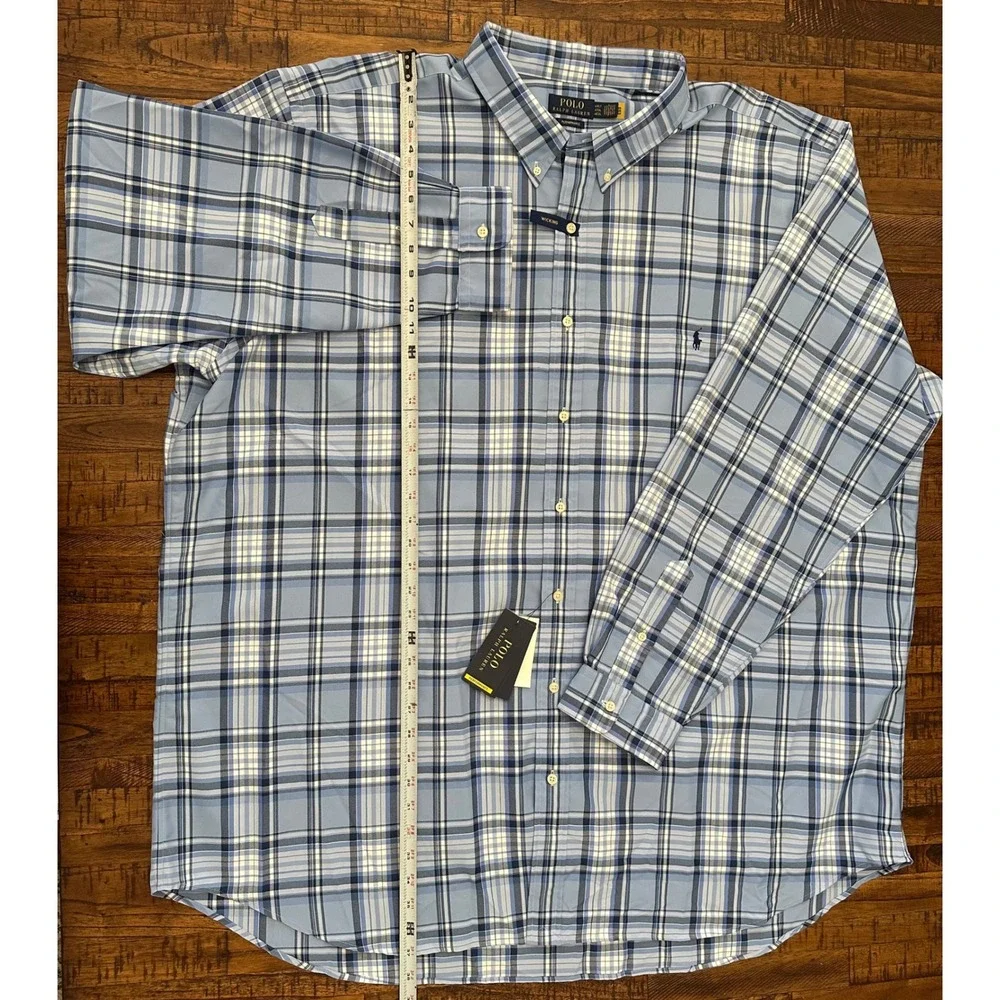 NWT $138 Polo Ralph Lauren 4XLT Pony Plaid‎ Performance Button Down Shirt Tall